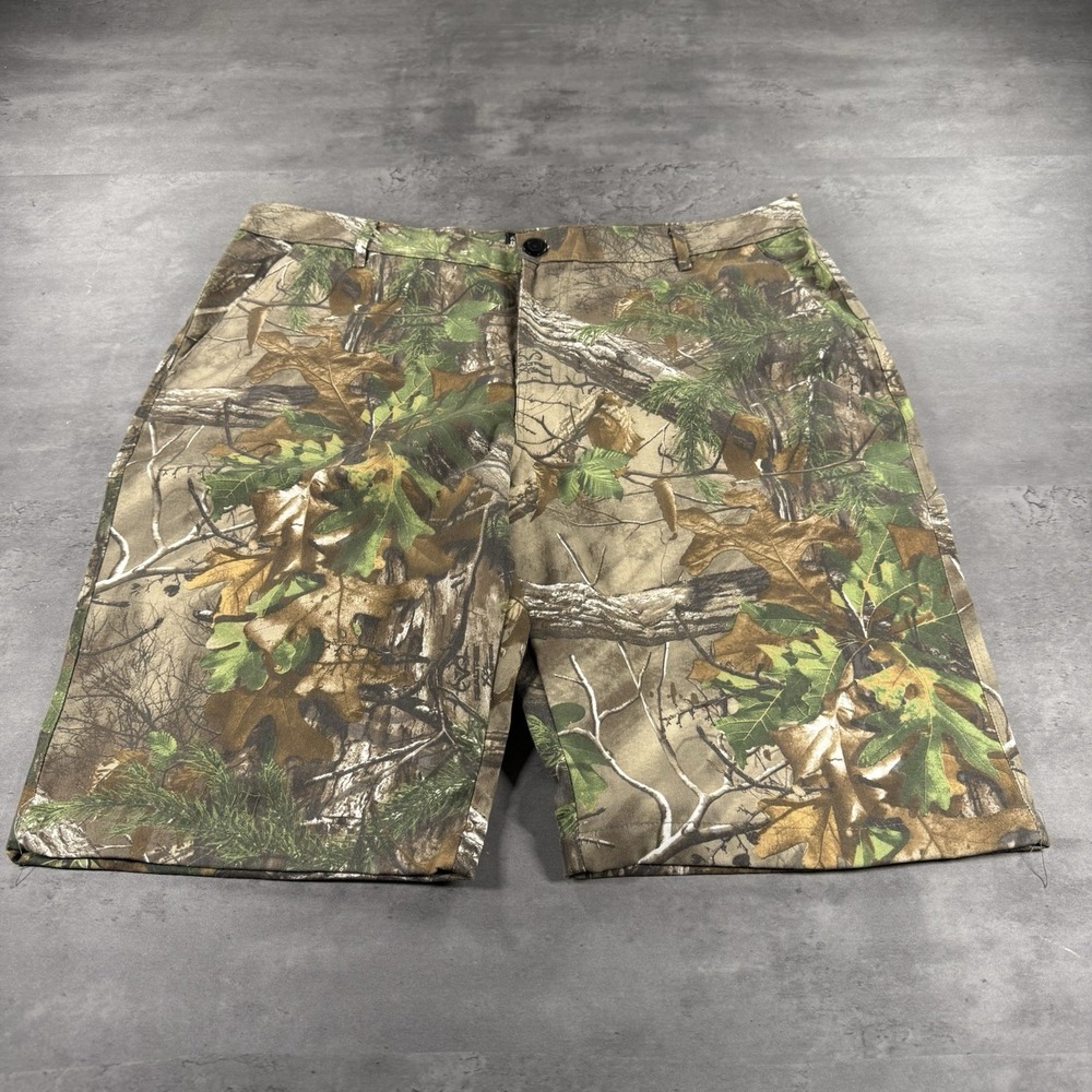 Realtree Camo Shorts Men 40 38x11 Chino Khaki Casual‎ Shorts Cotton Poly Outdoor